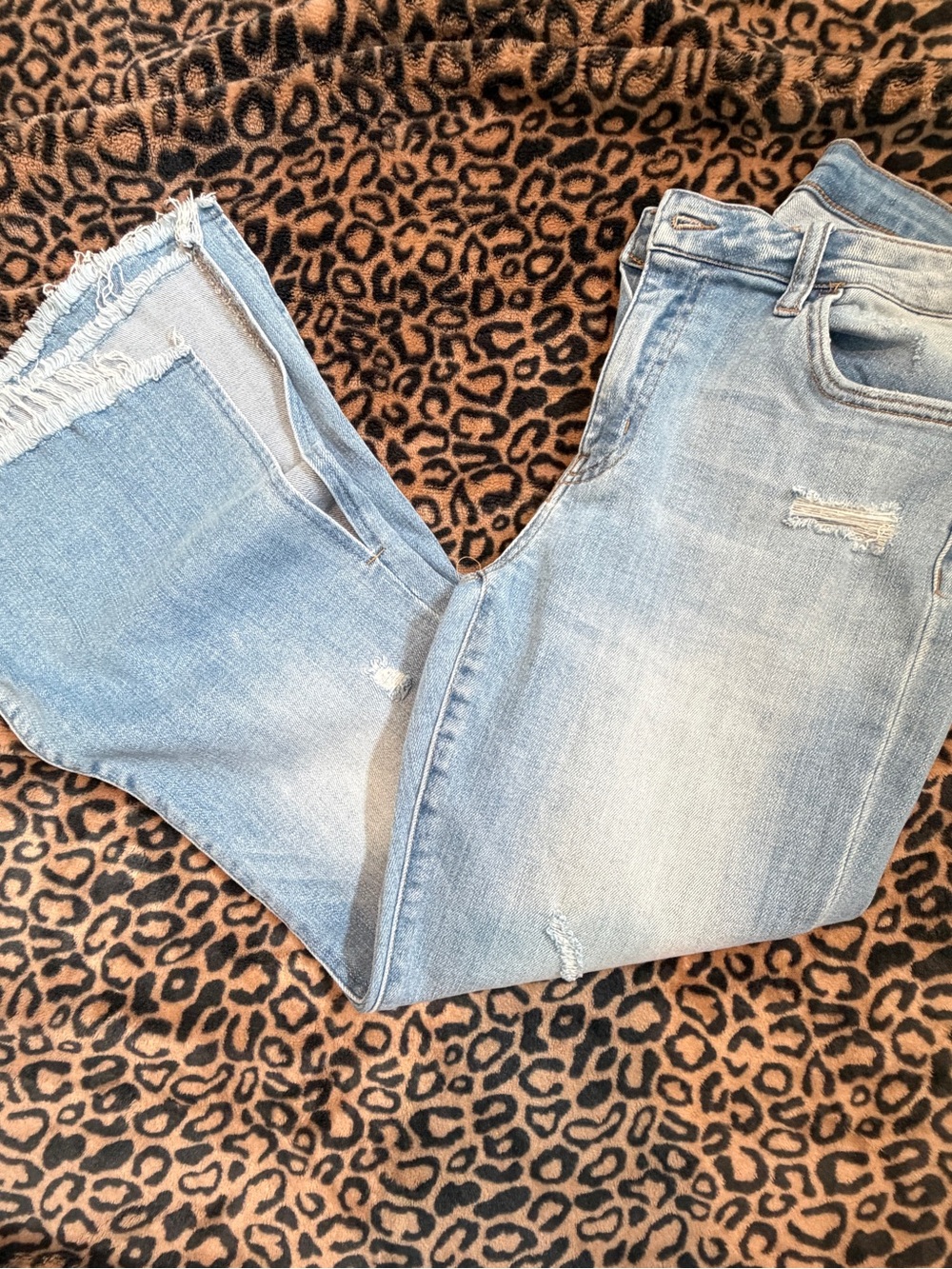 Flying Monkey Light Blue Distressed Crop Jeans